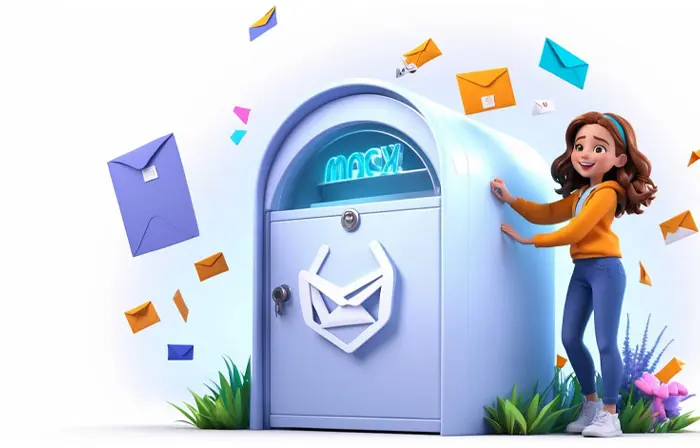 Email Marketing Girl 3D Character Illustration image